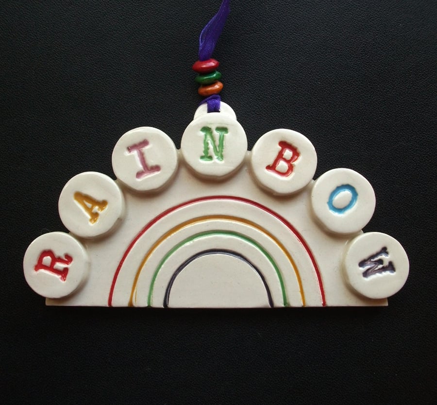 Ceramic rainbow hanging decoration