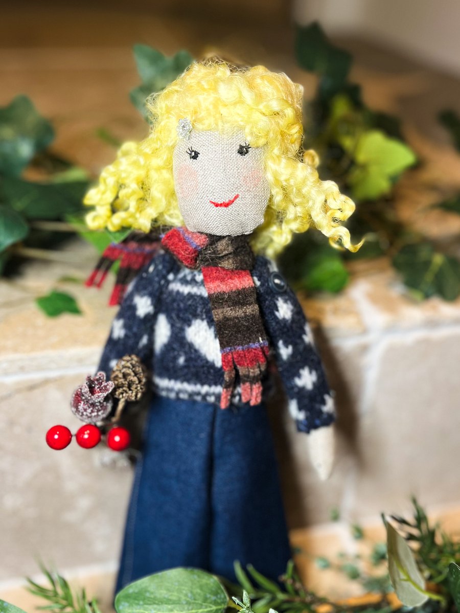 Wilma the Christmas tree fairy tree topper reclaimed materials