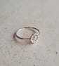 Silver Flower Stacking Ring with Hammered Band - Sterling and Fine Silver - Image 6