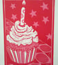 Lino printed Cupcake blank greetings card Pink or Orange - Image 5