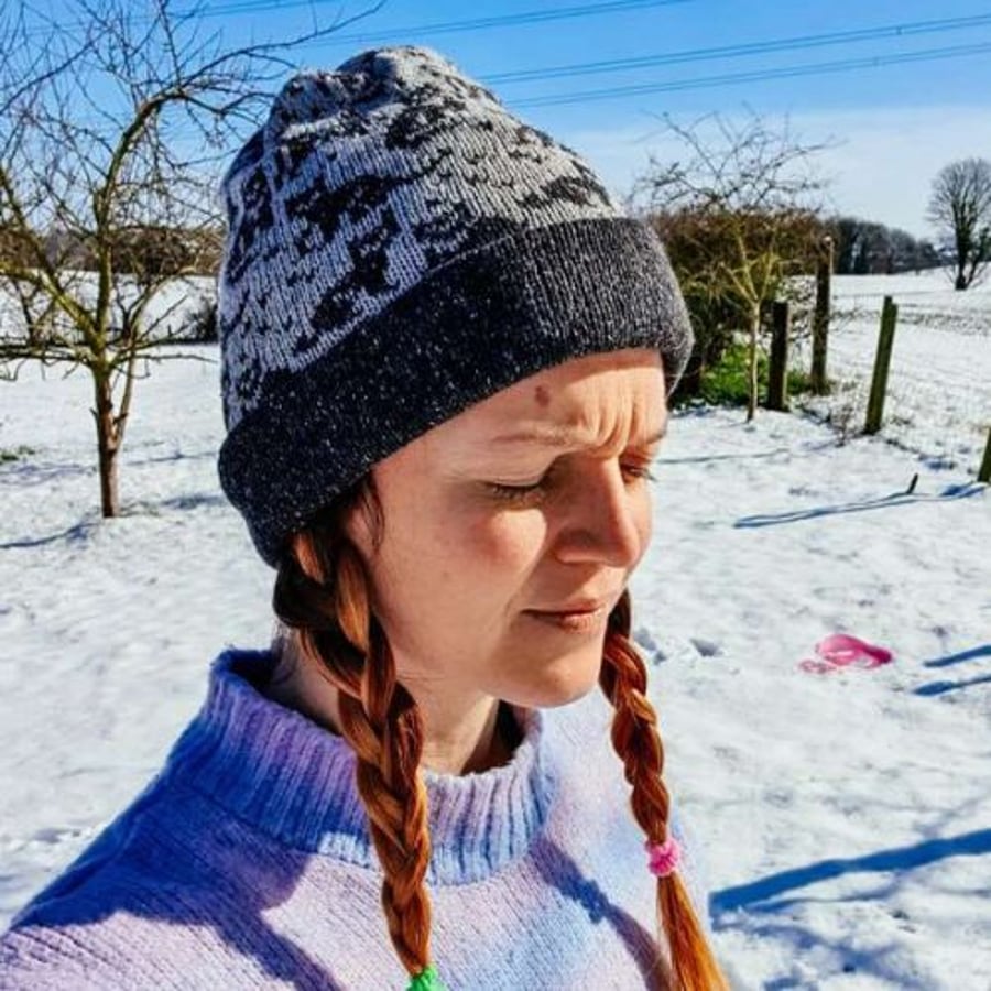 Reversible cats beanie. Fun cat slouch beanie. Cat Hat. Gift for Cat lovers. 