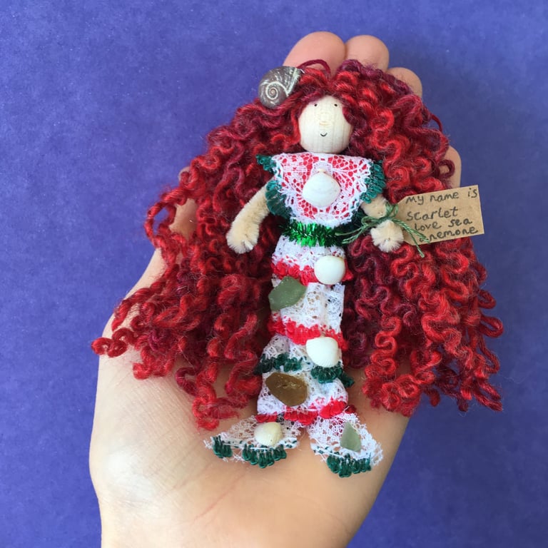 Mermaid Doll Hanging Decoration, Red And Green, Sea Themed Mermaid Gift