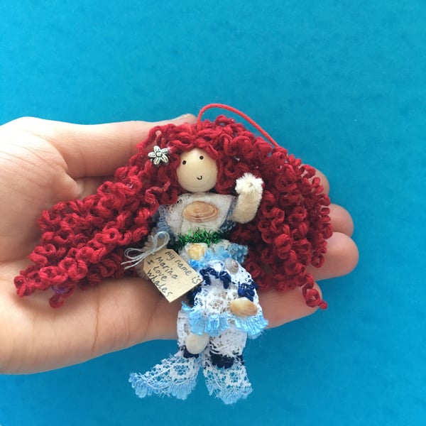 Mermaid Doll Hanging Decoration, Red, Marina, Sea Themed Mermaid Gift