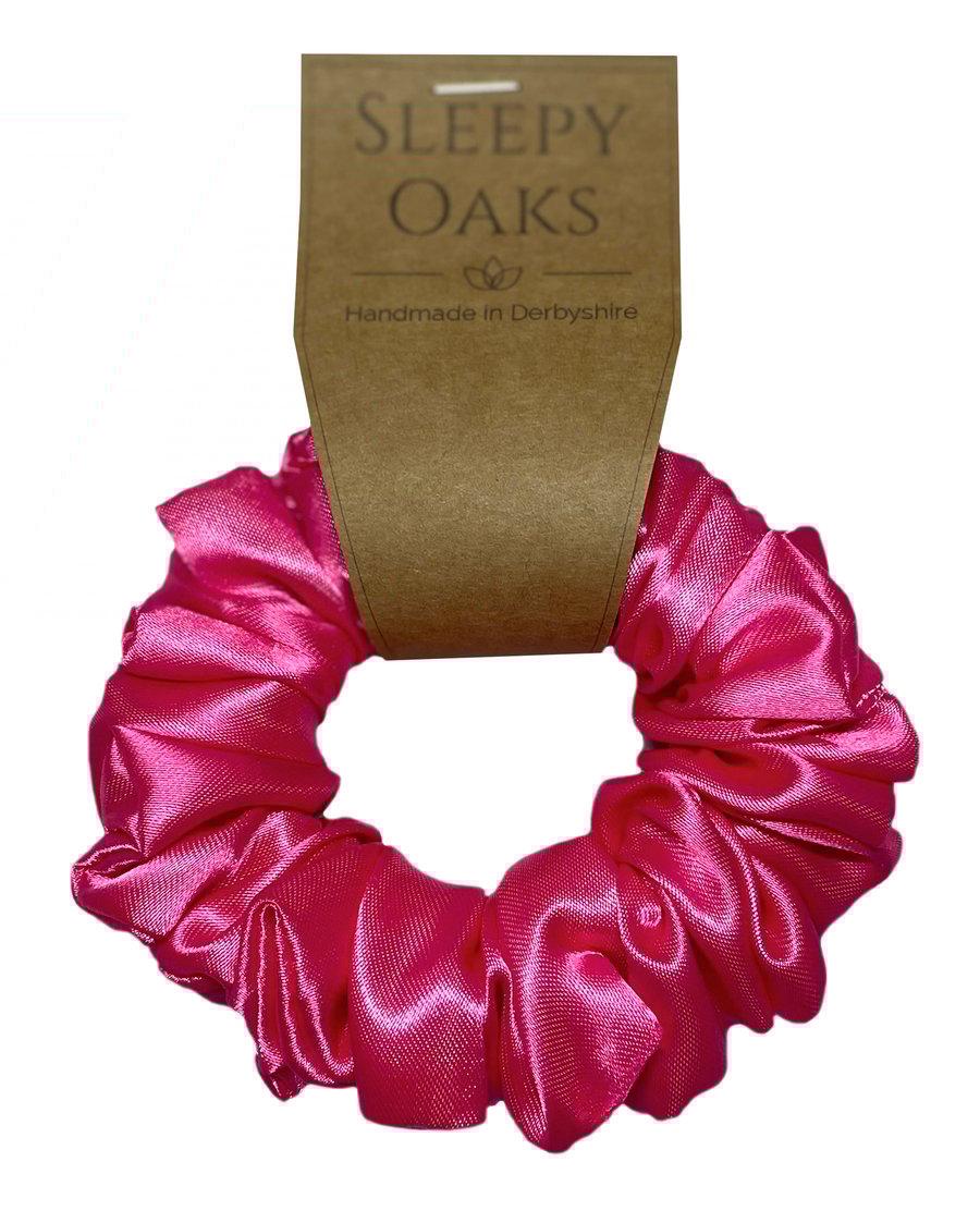 Satin Hair Scrunchie - 'Think Pink' - Skinny small scrunchie