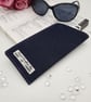 Glasses case, denim, pink circles and purple lining.  - Image 7