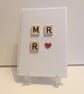 Mr and Mr Wedding Scrabble and button handmade greetings card  - Image 1