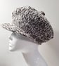 Woollen Crochet Baker Boy Cap in Brown and Cream with Dark Brown Lining