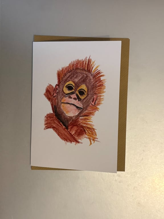 Baby Orangutan A5 Greeting Card