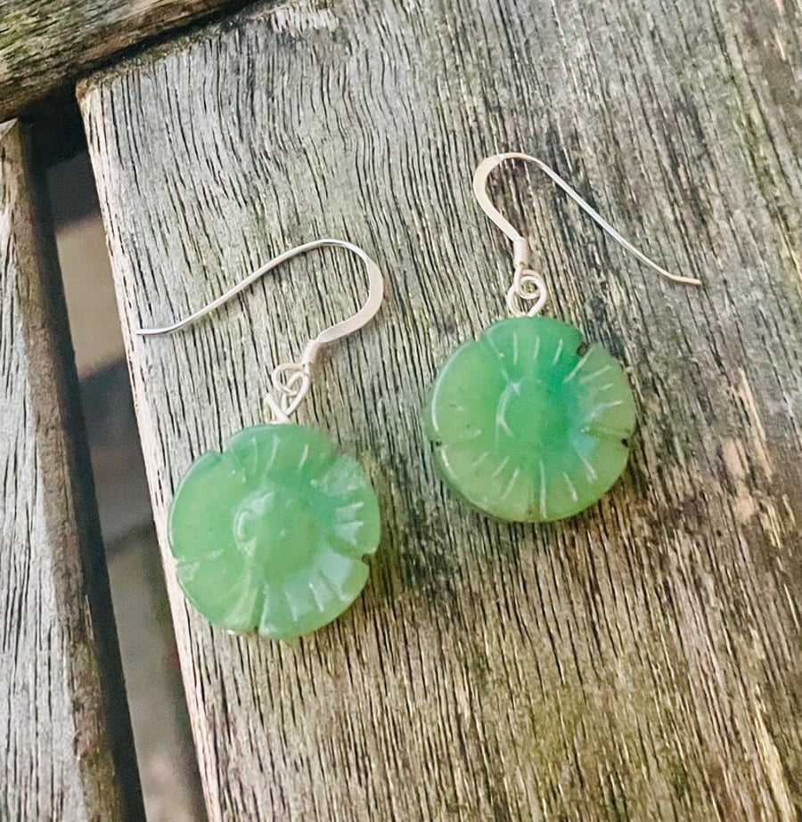 Jade Flower Drop Earrings 