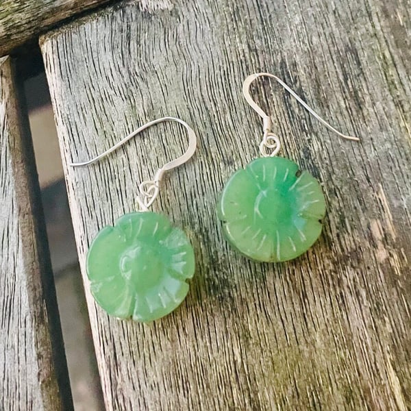 Jade Flower Drop Earrings 