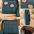 Harris tweed crossbody bag with handmade buttons