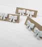 White Glitter bow earrings, stud or huggie hoops - Image 3