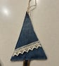Rustic Handmade Christmas Tree – Preloved denim embellished decoration 