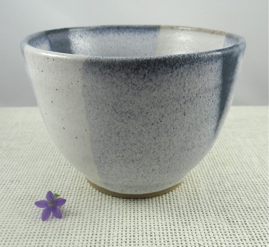 Rustic blue and white ceramic bowl - handmade stoneware pottery