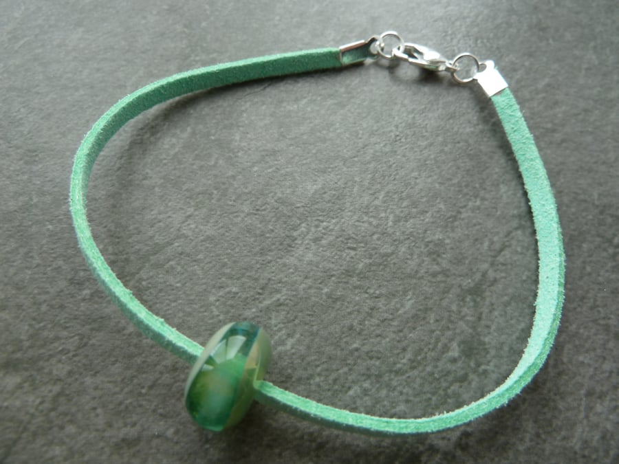 green faux suede bracelet