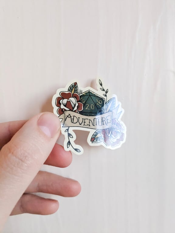 Adventure D20 Dice DnD Waterproof Vinyl Sticker