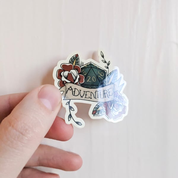 Adventure D20 Dice DnD Waterproof Vinyl Sticker