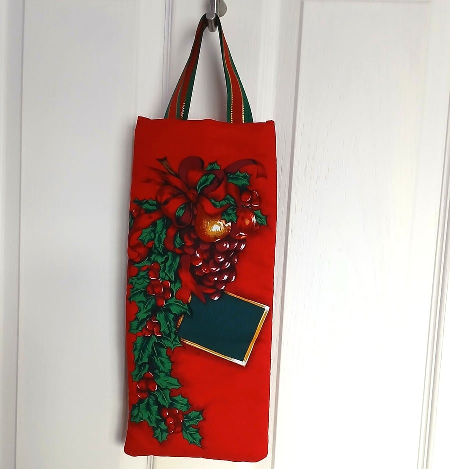 Reusable Festive Fabric Gift Bag, Bottle Bag