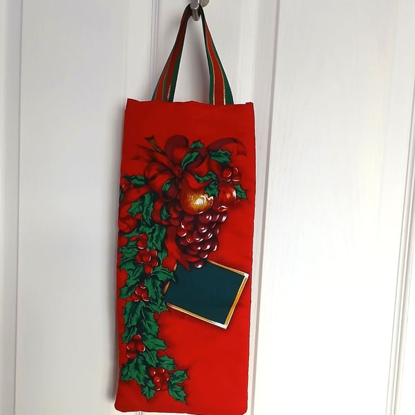 Reusable Festive Fabric Gift Bag, Bottle Bag