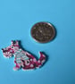 Wooden Dog Buttons Purple,Blue & White Flowers 6pk 30x20mm Puppy (DG17) - Image 2
