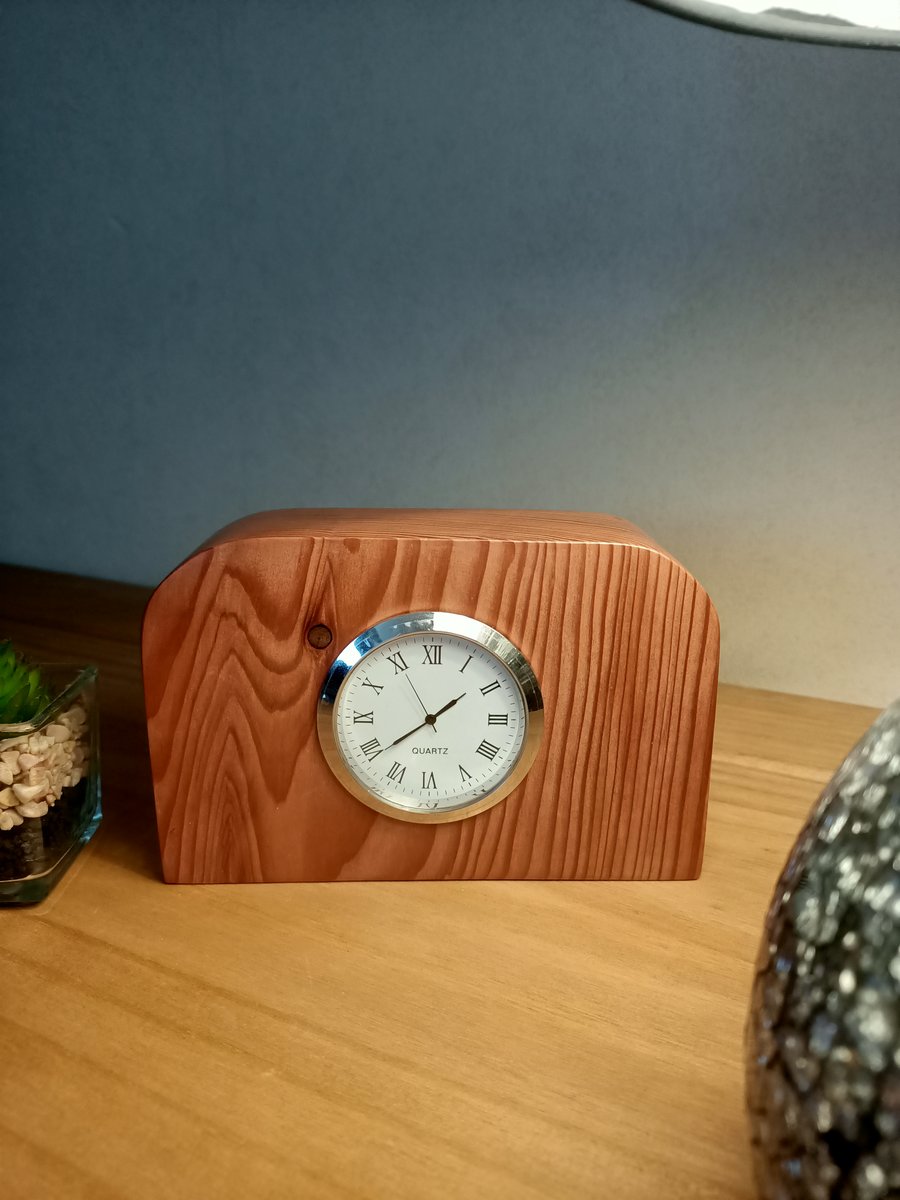Beautiful Scottish Redwood Clock with silver rim clock insert