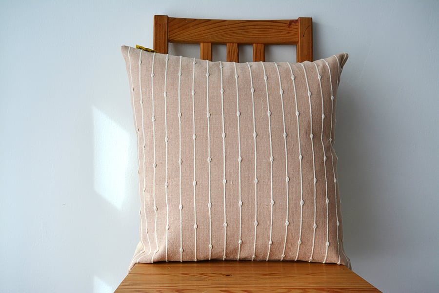 Sun-Kissed Peach: Handwoven Cushion Cover (Organic Cotton, 18"x18")