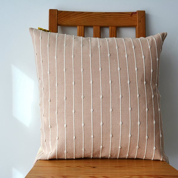Sun-Kissed Peach: Handwoven Cushion Cover (Organic Cotton, 18"x18")