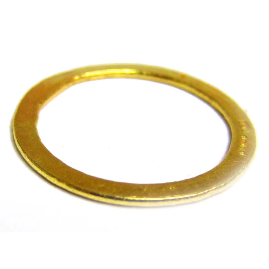 Aureole halo ring in solid gold 18k yellow gold - flat gold ring