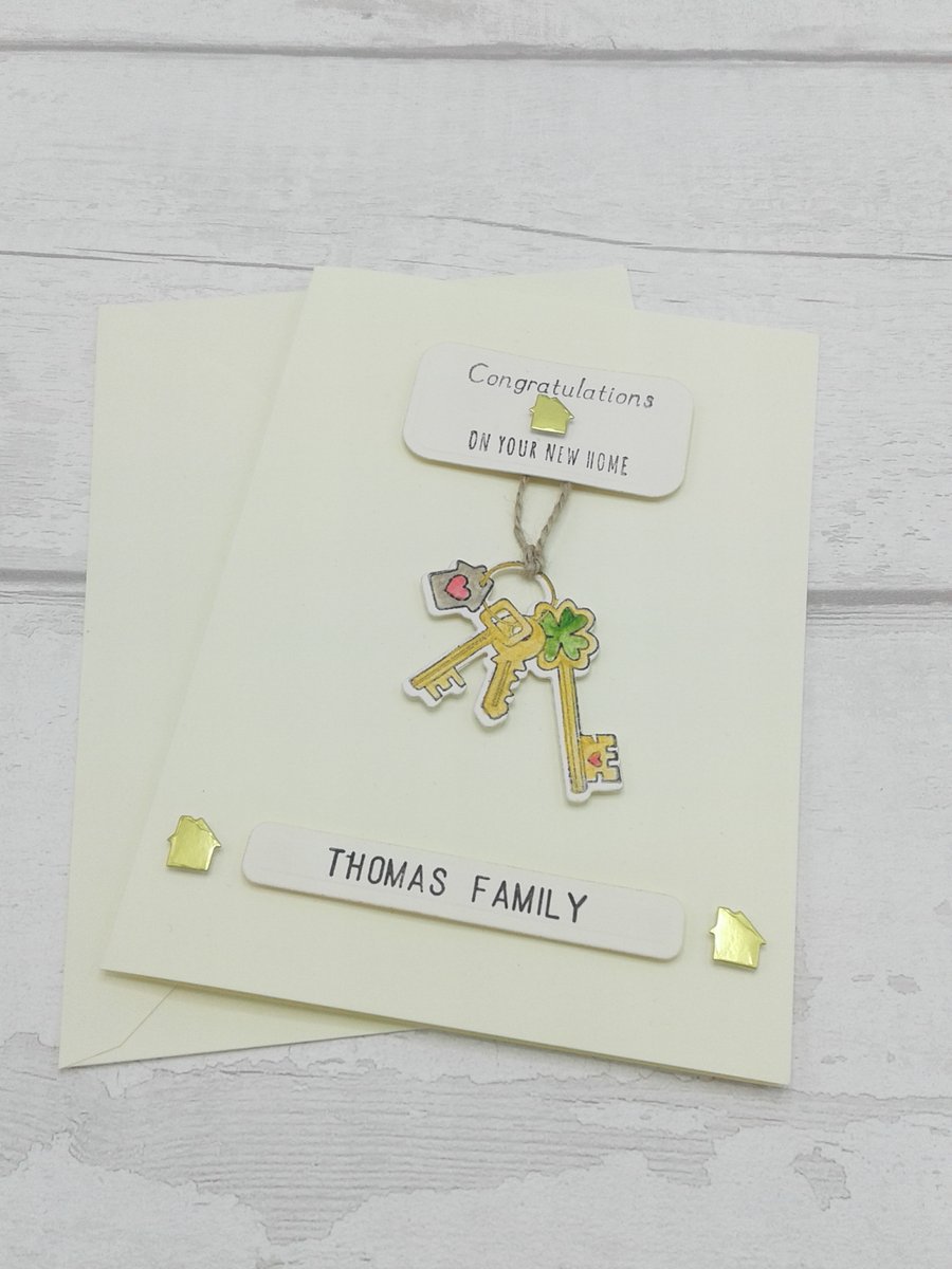 New Home card. Personalised New Home card and envelope.