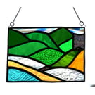 Welsh Mountain Stained Glass Picture Landscape 012