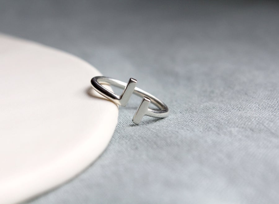 Geometric Silver Ring, Silver Ring, Minimal Ring, Adjustable ring