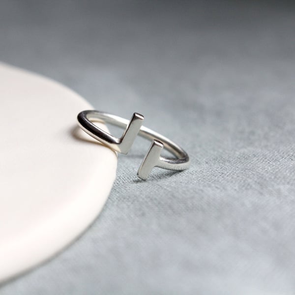 Geometric Silver Ring, Silver Ring, Minimal Ring, Adjustable ring