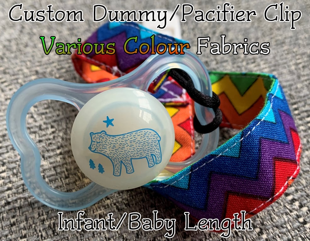 Custom Various Colours X-SHORT-BABY-NEWBORN 100% cotton pacifier paci clips