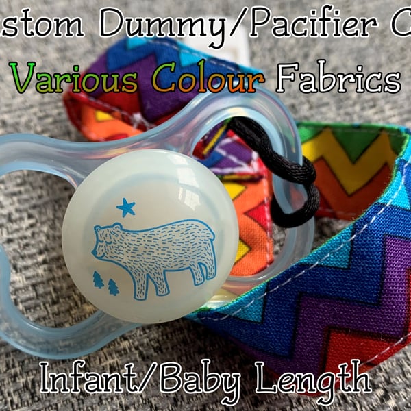 Custom Various Colours X-SHORT-BABY-NEWBORN 100% cotton pacifier paci clips