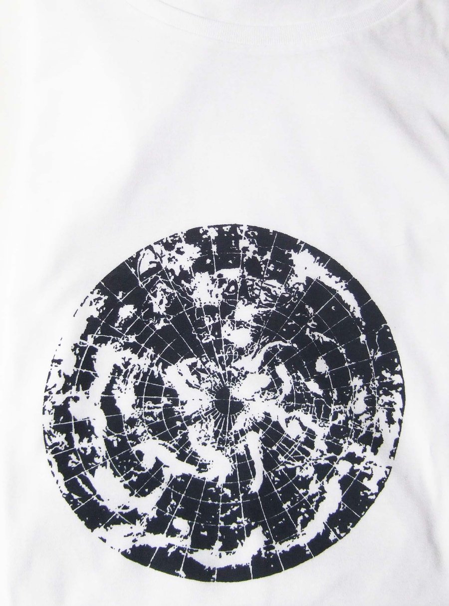 Polar Circle Men's white cotton T Shirt dark blue blue earth climate map print