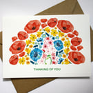 Thinking of you- rainbow flower card