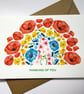 Thinking of you- rainbow flower card - Image 1