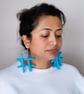 Colourful Cotton Statement Dangle made with wired rope, Sign Earrings - Image 4