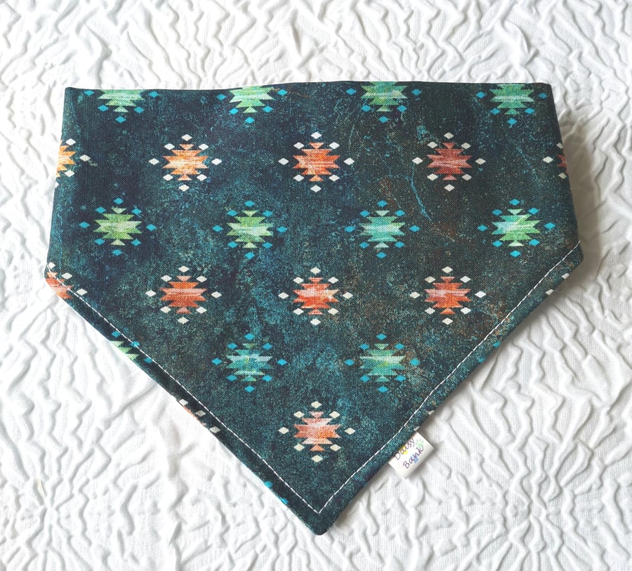 Scrunchie Dog and Cat Bandana - "Sedona Spirit", 100% Cotton, Stylish Pet 