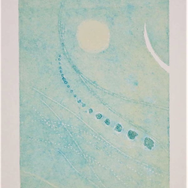 Print 4 of 5 original collograph sea breeze abstract seascape print ooak