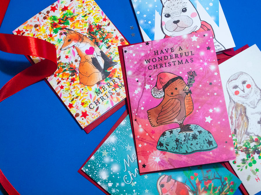 Woodland Creatures Illustrated Christmas Cards