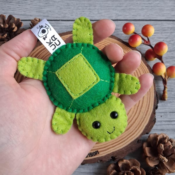 Handsewn Felt Turtle Plush, Pocket Hug, Letterbox Gift, UKCA Tested