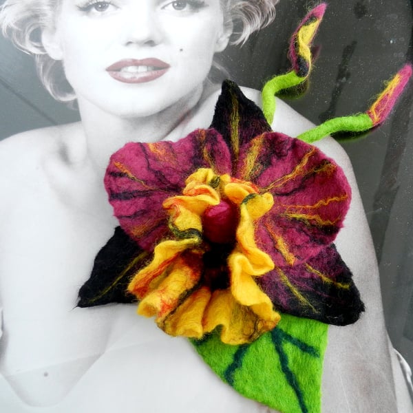   SALE.......  Hand Felted, Wool Jewelry felted BROOCH -100% WOOL MERINO