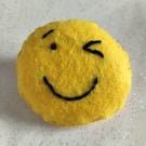 Handmade felt emoji brooch
