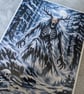 Cryptid wendigo horror knitted woodland winter scene, A4 Photo print 