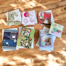 6 Handmade Greeting Card Set – Assorted Decoupage & Mixed Media Destash Cards