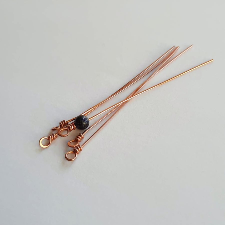 Handmade Pure Copper Eye Pins - Closed Loop - Set of 10