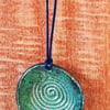 Spiral decorated  stoneware turquoise necklace