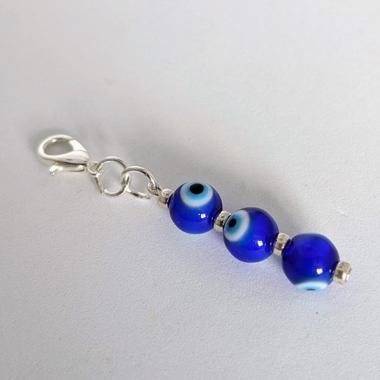 Turkish Nazar Eye Bead Zipper Pull, Planner Charm, Journal Accessory