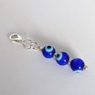 Turkish Nazar Eye Bead Zipper Pull, Planner Charm, Journal Accessory